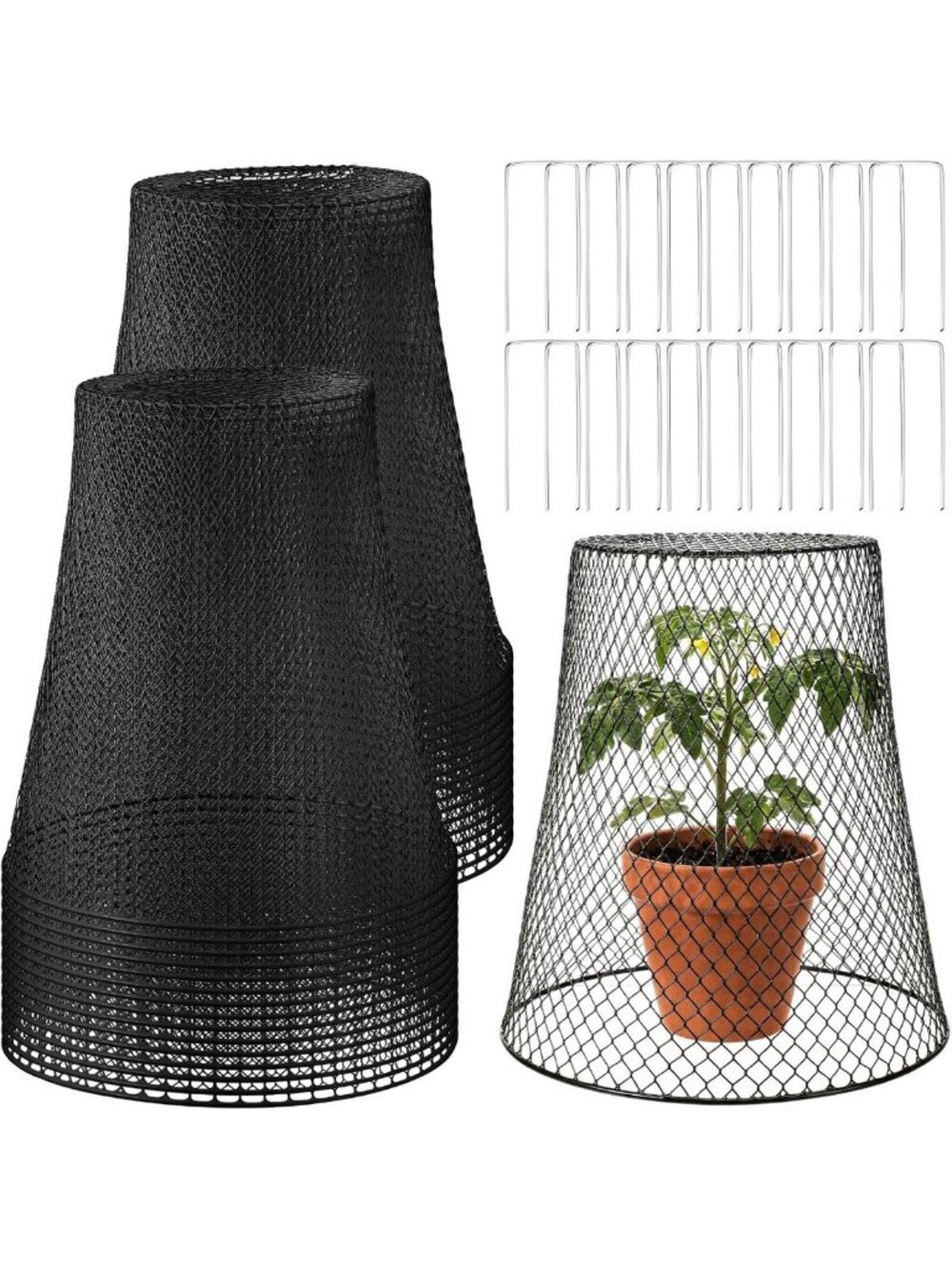 30 Pcs Large Chicken Wire Cloche Plant Protectors - 11x12 in, Black Garden Cover